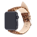Leopard print horsehair replacement band with silver buckle for Apple Watch - Brown 38-40