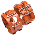 Cinturino a polsino in vera pelle marrone-arancio per Apple Watch con doppie fibbie - 38/40mm / Marrone Rosso