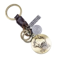 Portachiavi zodiaco Toro in bronzo retrò con pelle intrecciata e ciondoli in metallo - Toro