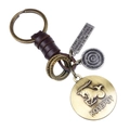 Porte-clés en cuir tressé avec anneau en bronze et pendentif du zodiaque Capricorne - Capricorne