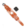 Cinturino retrò in pelle marrone per Apple Watch con goffratura celtica e fibbia argento - Arancione Taglia 38 40