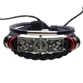 Vintage geflochtenes Lederarmband für Herren mit Anker-Motiv und nautischen Elementen - Antiksilber