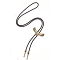 Corbata bolo vintage con colgante de ala de águila dorada y cordón de cuero trenzado negro - Bronce
