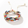 Braccialetto intrecciato a mano in cotone multicolore con chiusura regolabile e frange - Corda Multicolore