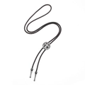Vintage bolo tie with silver cross pendant and black braided cord for retro shirts - Antique Silver