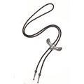 Corbata Bolo para hombre con cordón de cuero PU negro y colgante de águila plateada - Plata Antigua