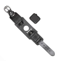 Viking compass embossed black leather strap for Apple Watch with silver buckle - 38/40mm / Black
