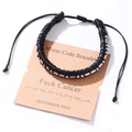 Handmade leather Morse code bracelet for men and women featuring Fuck Cancer message - Fuck Cancer(#5-Fuck Cancer)