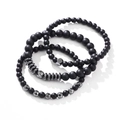 Three-piece men's bracelet set with matte black beads and hematite spacer accents - Three-Piece Set