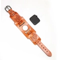 Cinturino a polsino in pelle marrone vintage con incisione aquila per Apple Watch - 38-40 / Arancione