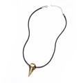 Collana punk gotica con ciondolo teschio di corvo dorato su cordoncino nero - Bronzo