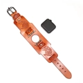Retro-Manschettenarmband aus braunem Leder mit Wolfskopf-Relief für Apple Watch - 38/40 / Orange