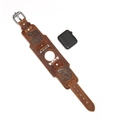 Braunes Lederarmband für Apple Watch mit Vintage-Wolf-Totem und silberner Schnalle - 38/40 / Braun