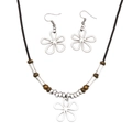 Set gioielli trifoglio vintage con collana fiore argento e orecchini pendenti abbinati - Set collana e orecchini