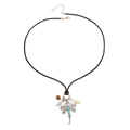 Collana libellula vintage in stile boho con pietre turchesi e cordoncino nero - Nero