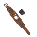 Cinturino vintage in pelle marrone con motivi goffrati e polsino largo per smartwatch - Marrone Taglia 38 40