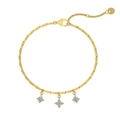 Elegantes S925 Silberarmband in Gold mit Kleeblatt-Anhängern und funkelnden Zirkoniasteinen - 925er Silber / Gold