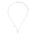 Collier Croix en Argent S925 avec Zircon Unique et Pendentif Étoile en Fini Argent - Argent 925 / Platine (DY191564-S-W-WH)