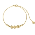 Raffinato bracciale in argento S925 placcato oro con ciondoli floreali e perle sfaccettate - Argento 925 / Oro (DY150463-S-K-WH)