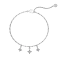 S925 Sterling Silber Armband mit drei glänzenden Kleeblatt-Anhängern und edlen Kristallen - 925er Silber / Silber