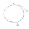 S925 sterling silver butterfly pendant bracelet with mixed paperclip chains - 925 Silver / Platinum (DY150579-S-W-NA)