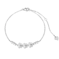 Bracciale in argento sterling S925 con delicati ciondoli a fiore e chiusura a moschettone - Argento 925 / Oro Bianco (DY150463-S-W-WH)