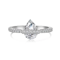 Elegante anello in argento S925 con diamante a goccia e pavé su sfondo bianco neutro - Taglia 6 / Argento 925 / Platino #6 (DY121554-S-W-WH#6)