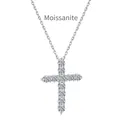 Elegante collana a croce in argento S925 con 11 pietre di moissanite a taglio brillante - Argento 925 / Oro Bianco