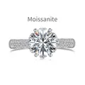 Elegant S925 silver moissanite ring with 2 carat round stone and 8-prong setting - US 5 / Silver