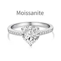 Exquisito anillo de plata de ley S925 con moissanita de 2 quilates en forma de corazón - US 5 / Oro Blanco