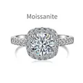 Classic 1.2 carat Moissanite ring in S925 sterling silver with halo and pave setting - US 5 / White Gold
