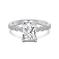 Elegant S925 sterling silver ring with radiant cut rectangle stone and pavé accents - US 5 / White Gold