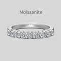 Classic S925 sterling silver moissanite row ring with seven sparkling round cut diamonds - US 5 / White Gold