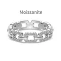 Elegant S925 sterling silver moissanite ring featuring a hollow Cuban chain link design - US 5 / White Gold