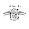 Elegante anillo de plata de ley S925 con un diamante moissanita ovalado de 3 quilates - US 5 / Oro Blanco