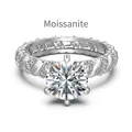 Bague moissanite en argent 925 avec anneau torsadé et sertissage à six griffes rond - US 5 / Or Blanc