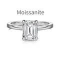 Klassieke S925 sterling zilveren ring met 2 karaat emerald geslepen moissaniet - US 5 / Witgoud