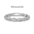 Moissanite S925 sterling silver twisted ring with shimmering pavé diamond setting - US 5 / White Gold