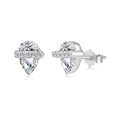 Eleganti orecchini a pianeta in argento S925 con zirconi a forma di pera lucenti - Orecchini a Bottone Pianeta Goccia d'Acqua / Argento 925 / Platino (DY1D0525-S-W-WH)