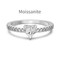 Anillo de moissanita corazón de 0,5 ct en plata de ley S925 con piedras laterales - US 5 / Oro Blanco