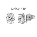 Elegant 0.8ct oval moissanite stud earrings in S925 sterling silver four-prong setting - White Gold