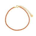 Handgefertigtes S925 Silber Armband in Rot mit goldenen Perlen und Herzanhänger - 925er Silber / Gold Rot