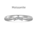 Elegante S925 zilveren kroonring met fonkelende V-vormige moissanite diamanten voor dames - US 5 / Platina (DO120044-S-W-WH)