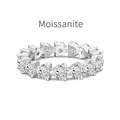Moissanite eternity ring in S925 sterling silver with heart-cut stones and high shine - US 5 / White Gold