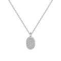 Elegant S925 sterling silver necklace with oval micro-pave cubic zirconia pendant - 925 Silver / White Gold (Necklace)