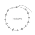 S925 sterling silver clover moissanite bracelet with elegant round floral design - Platinum Color (DO150008-S-W-WH)