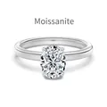 Oval cut moissanite engagement ring with 4-prong silver setting for women - US 5 / White Gold (1.5CT/6*8MM)