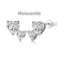 Boucles d'oreilles cœur en argent 925 avec moissanites scintillantes, finition argent - Design Double Cœur (DO1D0018-S-W-WH) / Or Blanc