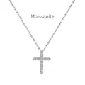 Collana minimalista in argento sterling 925 con pendente a croce in moissanite - Argento 925 / Oro Bianco