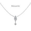 S925 sterling zilveren ketting met 1,1CT marquise en rond geslepen moissanite hanger - 925 zilver / Witgoud